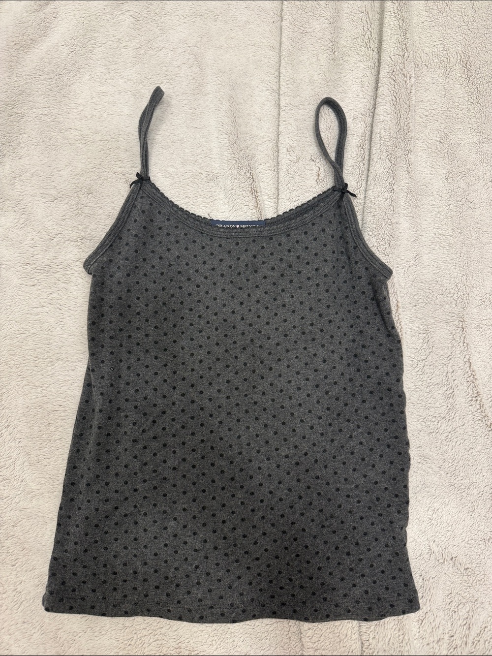 Brandy Melville Charcoal Gray Polka Dot Ribbed Camisole